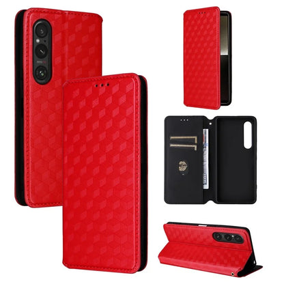 For Sony Xperia 1 VI Case Rhombus Pattern Magnetic Closing Leather Wallet Phone Cover
