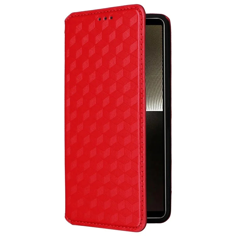 For Sony Xperia 1 VI Case Rhombus Pattern Magnetic Closing Leather Wallet Phone Cover