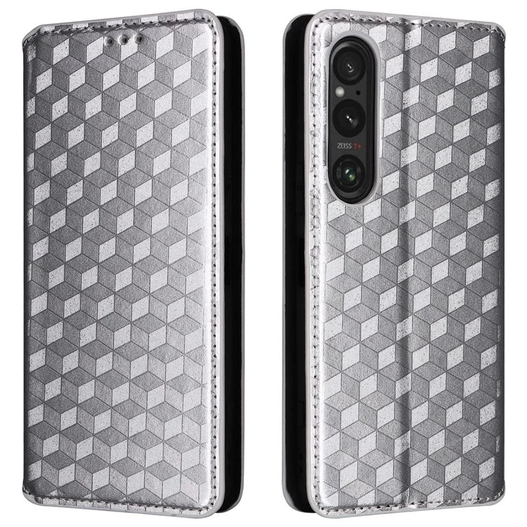 For Sony Xperia 1 VI Case Rhombus Pattern Magnetic Closing Leather Wallet Phone Cover