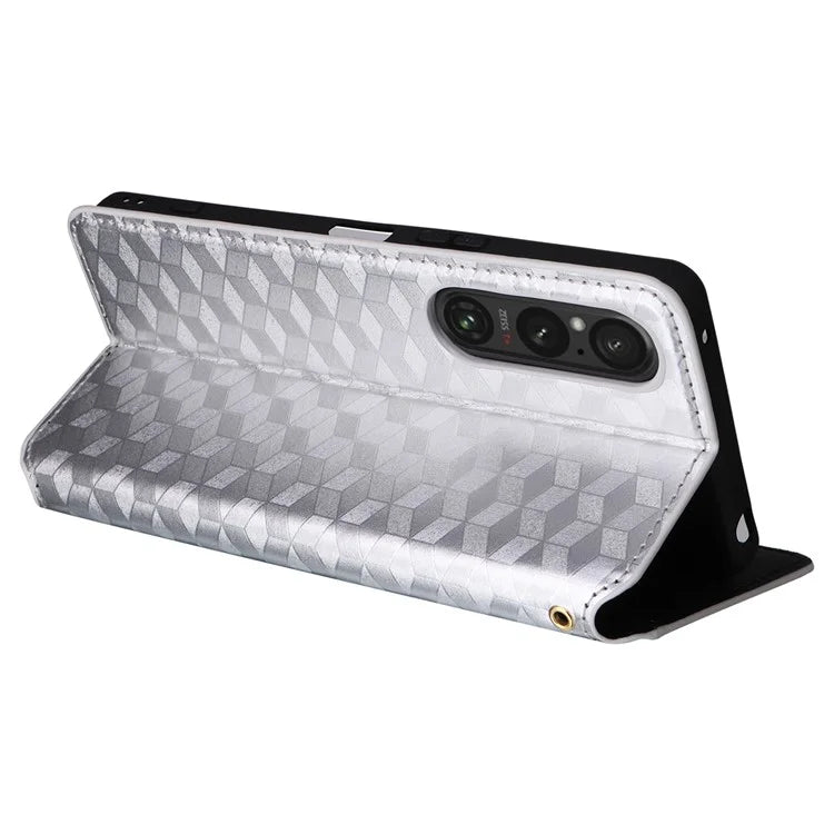 For Sony Xperia 1 VI Case Rhombus Pattern Magnetic Closing Leather Wallet Phone Cover