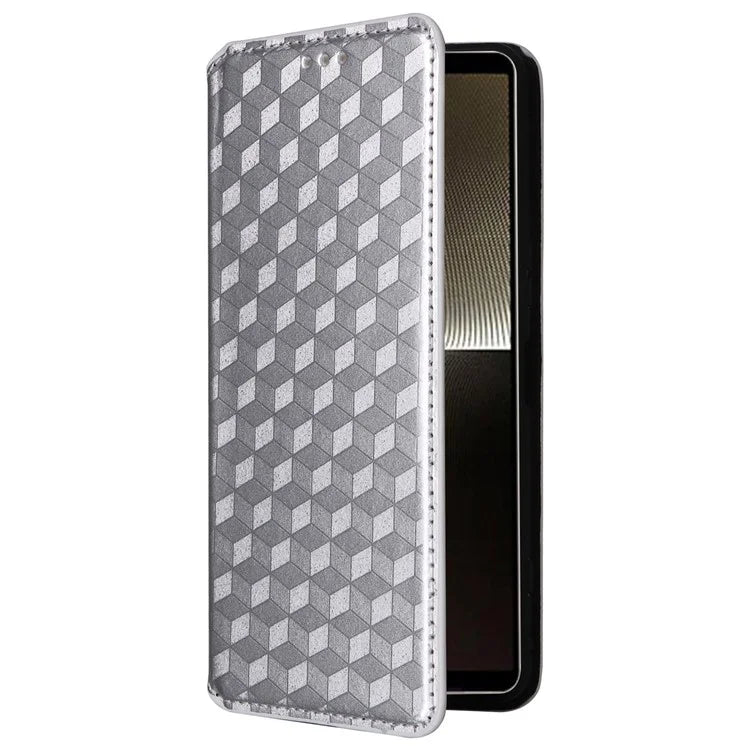 For Sony Xperia 1 VI Case Rhombus Pattern Magnetic Closing Leather Wallet Phone Cover