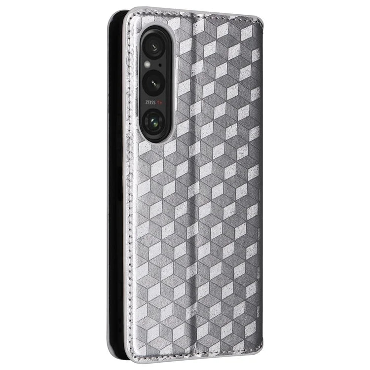 For Sony Xperia 1 VI Case Rhombus Pattern Magnetic Closing Leather Wallet Phone Cover