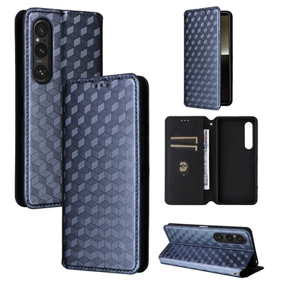 For Sony Xperia 1 VI Case Rhombus Pattern Magnetic Closing Leather Wallet Phone Cover
