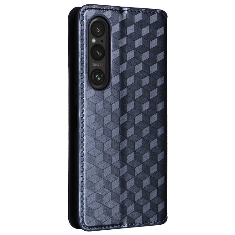 For Sony Xperia 1 VI Case Rhombus Pattern Magnetic Closing Leather Wallet Phone Cover
