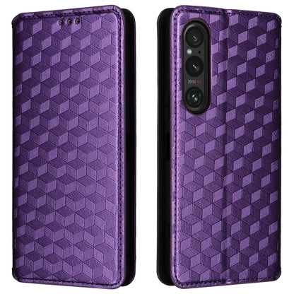 For Sony Xperia 1 VI Case Rhombus Pattern Magnetic Closing Leather Wallet Phone Cover