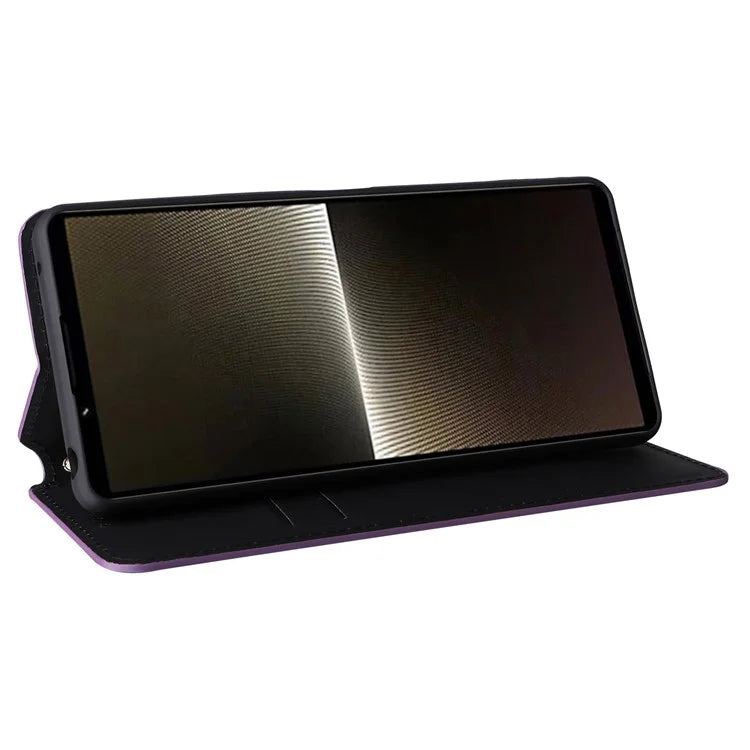 For Sony Xperia 1 VI Case Rhombus Pattern Magnetic Closing Leather Wallet Phone Cover