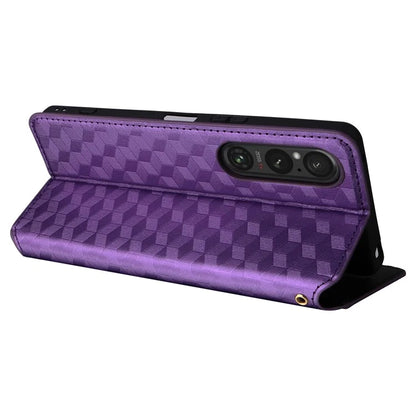 For Sony Xperia 1 VI Case Rhombus Pattern Magnetic Closing Leather Wallet Phone Cover
