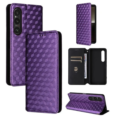 For Sony Xperia 1 VI Case Rhombus Pattern Magnetic Closing Leather Wallet Phone Cover