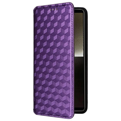 For Sony Xperia 1 VI Case Rhombus Pattern Magnetic Closing Leather Wallet Phone Cover