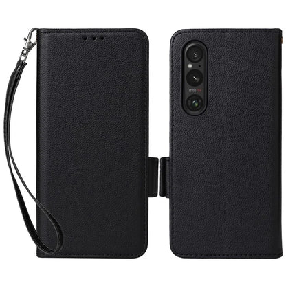 For Sony Xperia 1 VI Case with Hand Strap Litchi Texture Stand Phone Cover