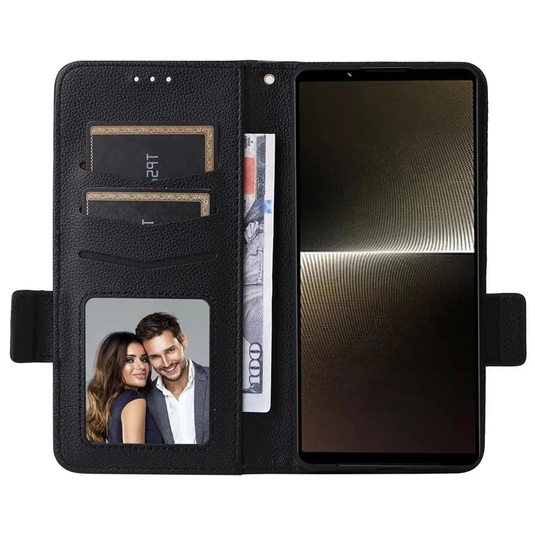 For Sony Xperia 1 VI Case with Hand Strap Litchi Texture Stand Phone Cover