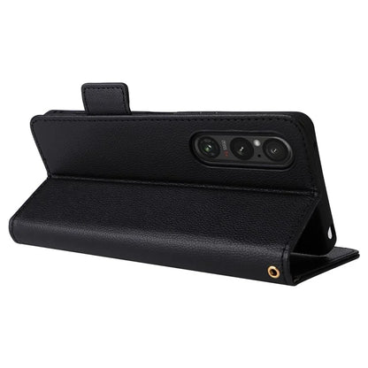 For Sony Xperia 1 VI Case with Hand Strap Litchi Texture Stand Phone Cover