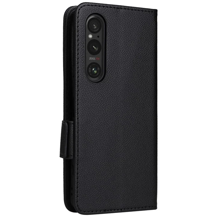 For Sony Xperia 1 VI Case with Hand Strap Litchi Texture Stand Phone Cover