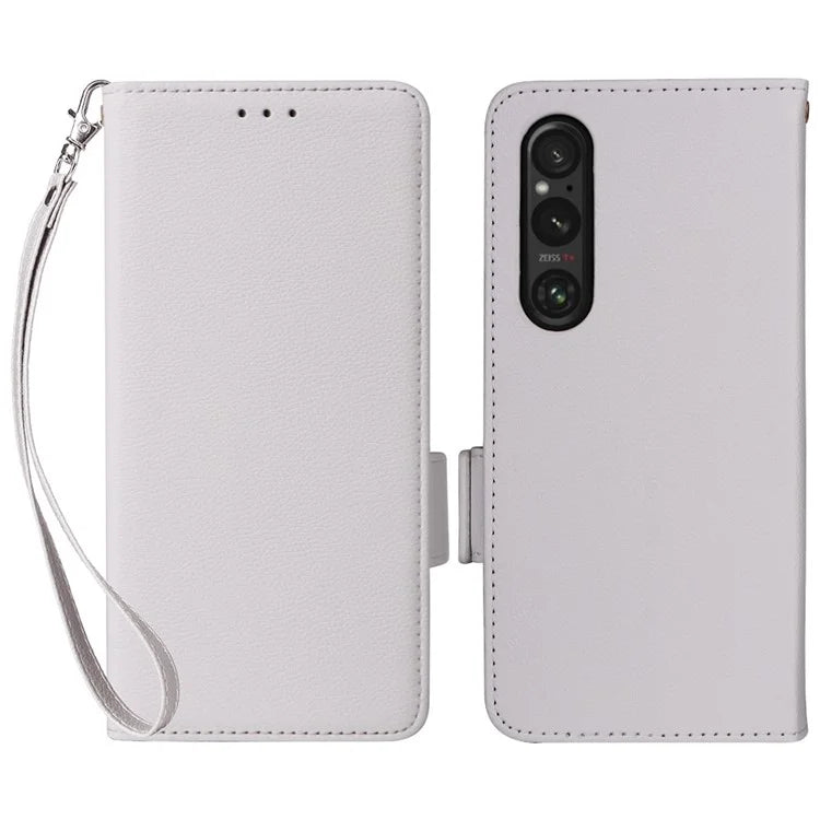 For Sony Xperia 1 VI Case with Hand Strap Litchi Texture Stand Phone Cover
