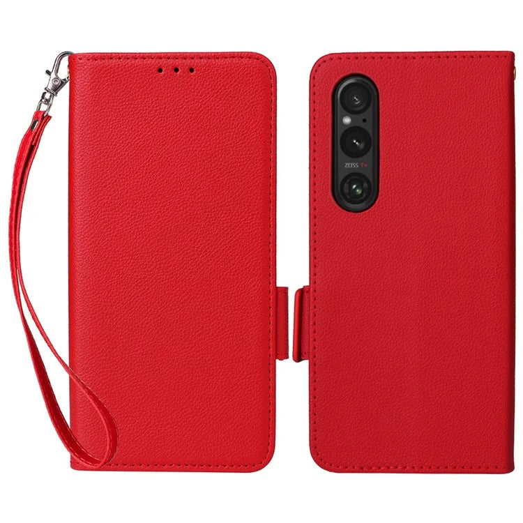 For Sony Xperia 1 VI Case with Hand Strap Litchi Texture Stand Phone Cover