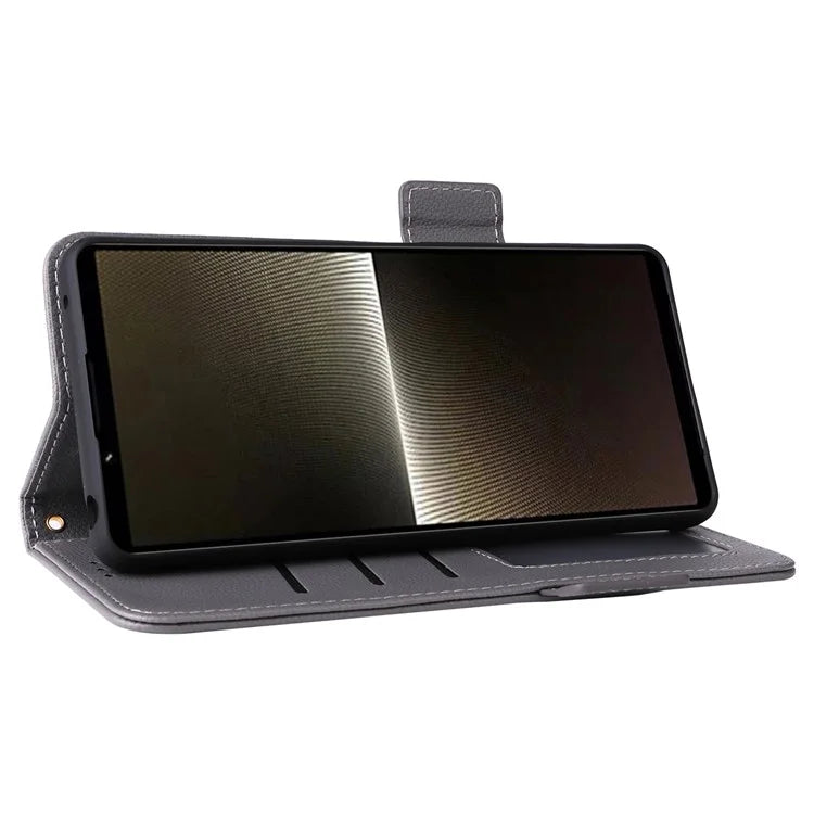 For Sony Xperia 1 VI Case with Hand Strap Litchi Texture Stand Phone Cover