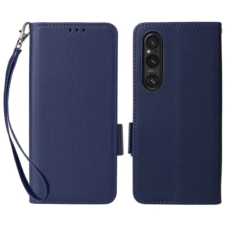 For Sony Xperia 1 VI Case with Hand Strap Litchi Texture Stand Phone Cover