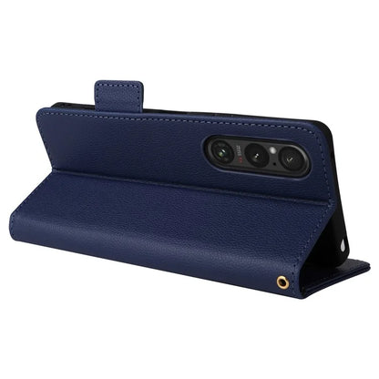 For Sony Xperia 1 VI Case with Hand Strap Litchi Texture Stand Phone Cover