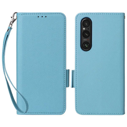 For Sony Xperia 1 VI Case with Hand Strap Litchi Texture Stand Phone Cover