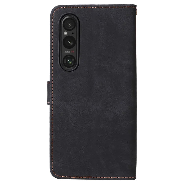 For Sony Xperia 1 VI Leather Case RFID Blocking Wallet Cover with Wrist Strap