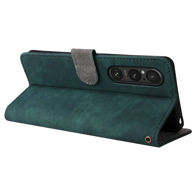 For Sony Xperia 1 VI Leather Case RFID Blocking Wallet Cover with Wrist Strap