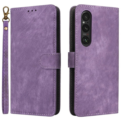 For Sony Xperia 1 VI Leather Case RFID Blocking Wallet Cover with Wrist Strap