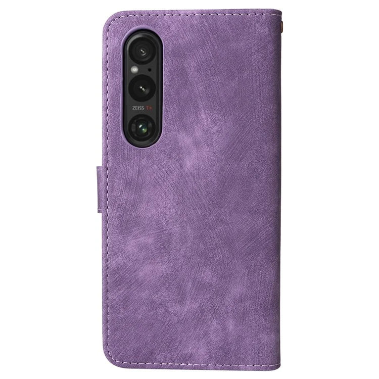 For Sony Xperia 1 VI Leather Case RFID Blocking Wallet Cover with Wrist Strap