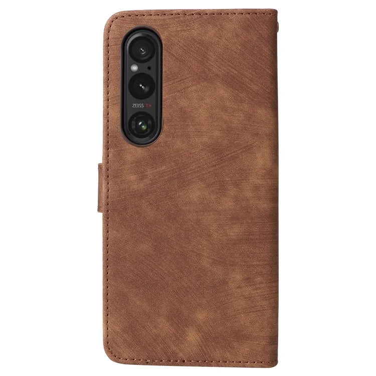 For Sony Xperia 1 VI Leather Case RFID Blocking Wallet Cover with Wrist Strap