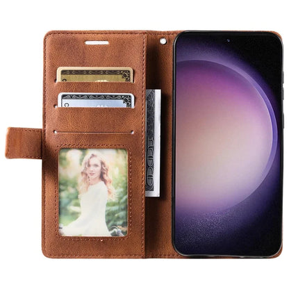 For Samsung Galaxy S23 Case Imprinted Lines Leather Cover with Wallet Stand