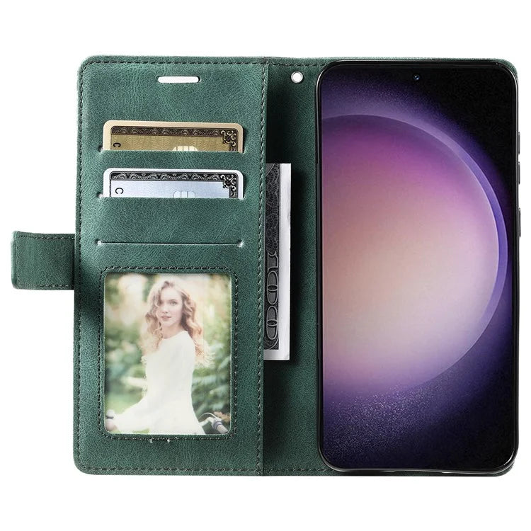 For Samsung Galaxy S23 Case Imprinted Lines Leather Cover with Wallet Stand