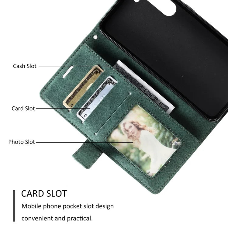 For Samsung Galaxy S23 Case Imprinted Lines Leather Cover with Wallet Stand