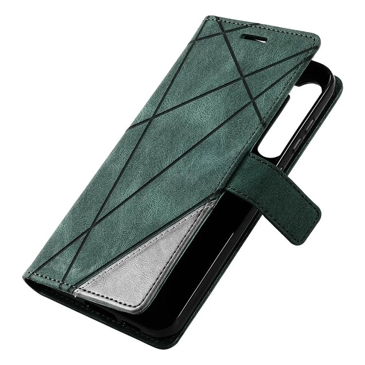 For Samsung Galaxy S23 Case Imprinted Lines Leather Cover with Wallet Stand