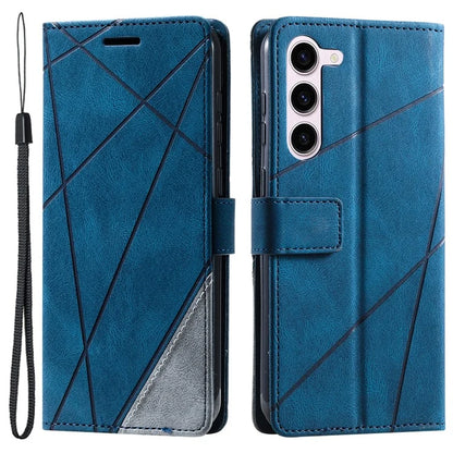 For Samsung Galaxy S23 Case Imprinted Lines Leather Cover with Wallet Stand