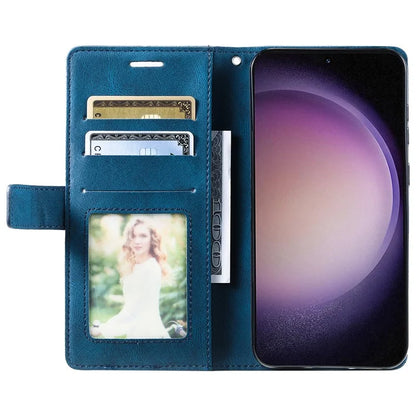 For Samsung Galaxy S23 Case Imprinted Lines Leather Cover with Wallet Stand
