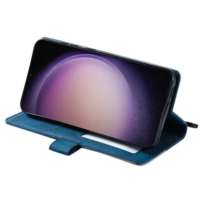 For Samsung Galaxy S23 Case Imprinted Lines Leather Cover with Wallet Stand
