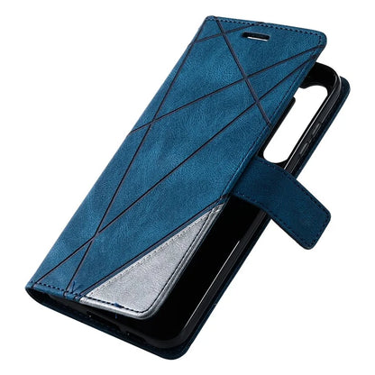 For Samsung Galaxy S23 Case Imprinted Lines Leather Cover with Wallet Stand