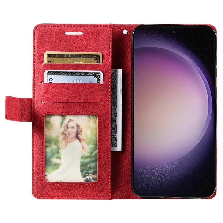 For Samsung Galaxy S23 Case Imprinted Lines Leather Cover with Wallet Stand