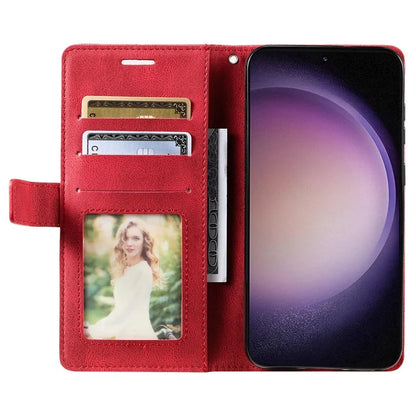 For Samsung Galaxy S23 Case Imprinted Lines Leather Cover with Wallet Stand