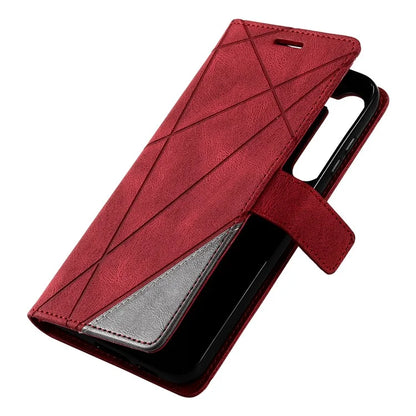 For Samsung Galaxy S23 Case Imprinted Lines Leather Cover with Wallet Stand