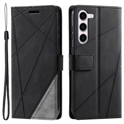 For Samsung Galaxy S23 Case Imprinted Lines Leather Cover with Wallet Stand