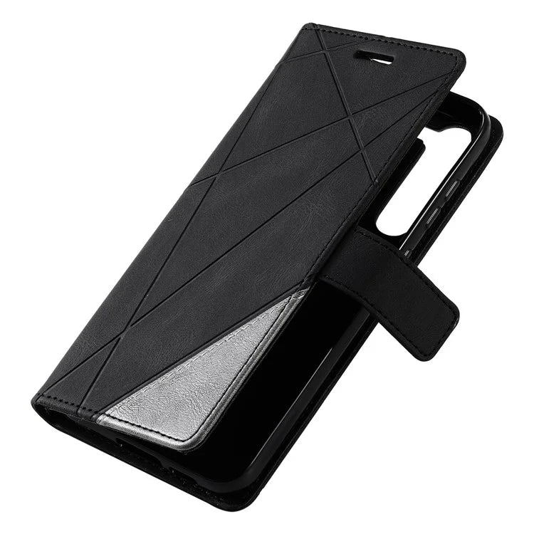 For Samsung Galaxy S23 Case Imprinted Lines Leather Cover with Wallet Stand