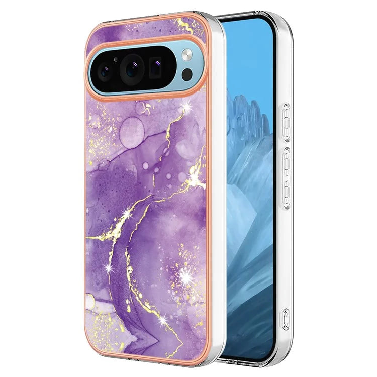 YB IMD Series-2 For Google Pixel 9 Pro XL TPU Case Marble Pattern Smart Phone Shell