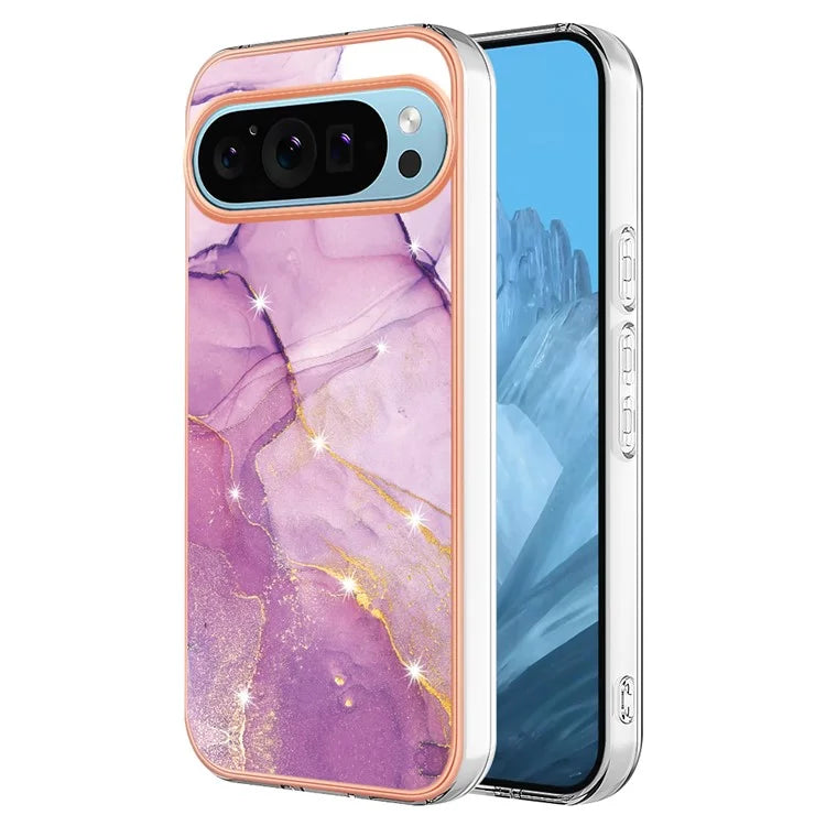 YB IMD Series-2 For Google Pixel 9 Pro XL TPU Case Marble Pattern Smart Phone Shell