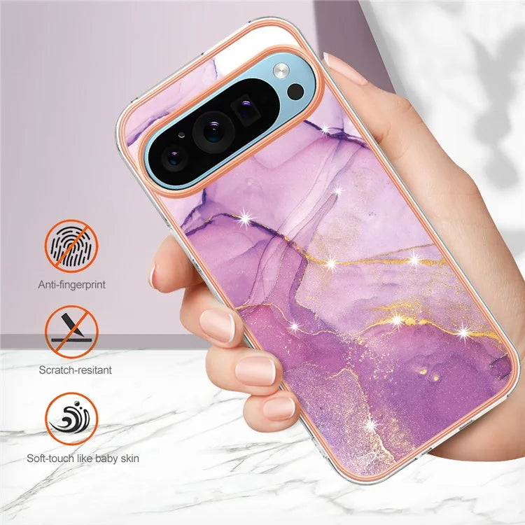 YB IMD Series-2 For Google Pixel 9 Pro XL TPU Case Marble Pattern Smart Phone Shell