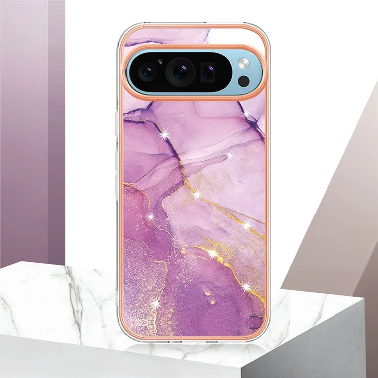 YB IMD Series-2 For Google Pixel 9 Pro XL TPU Case Marble Pattern Smart Phone Shell
