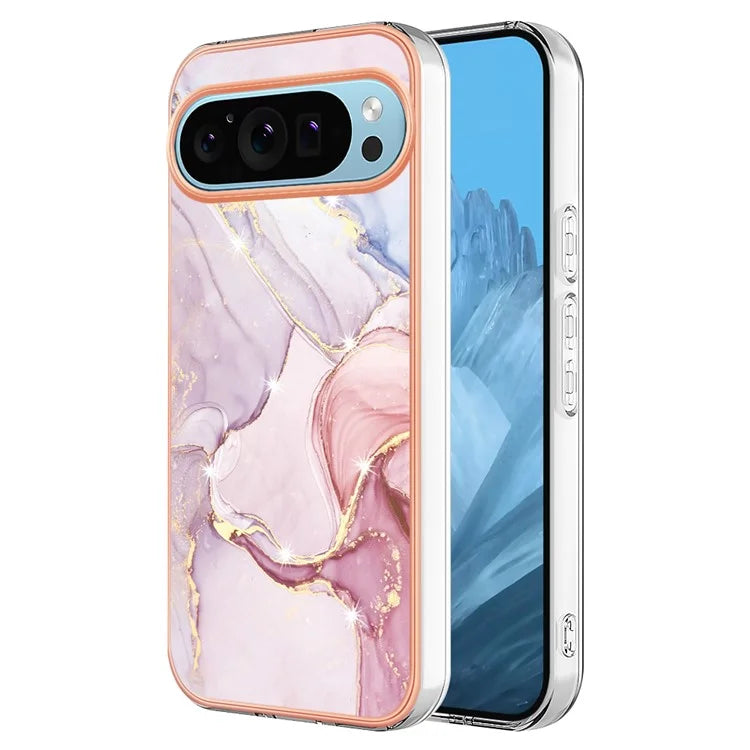 YB IMD Series-2 For Google Pixel 9 Pro XL TPU Case Marble Pattern Smart Phone Shell