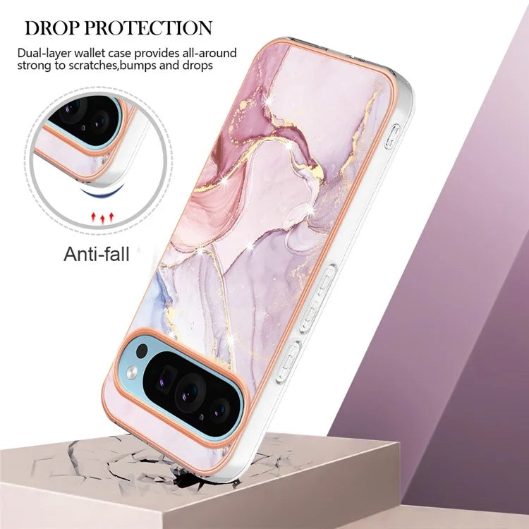 YB IMD Series-2 For Google Pixel 9 Pro XL TPU Case Marble Pattern Smart Phone Shell