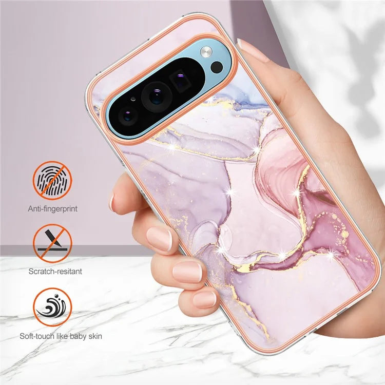 YB IMD Series-2 For Google Pixel 9 Pro XL TPU Case Marble Pattern Smart Phone Shell