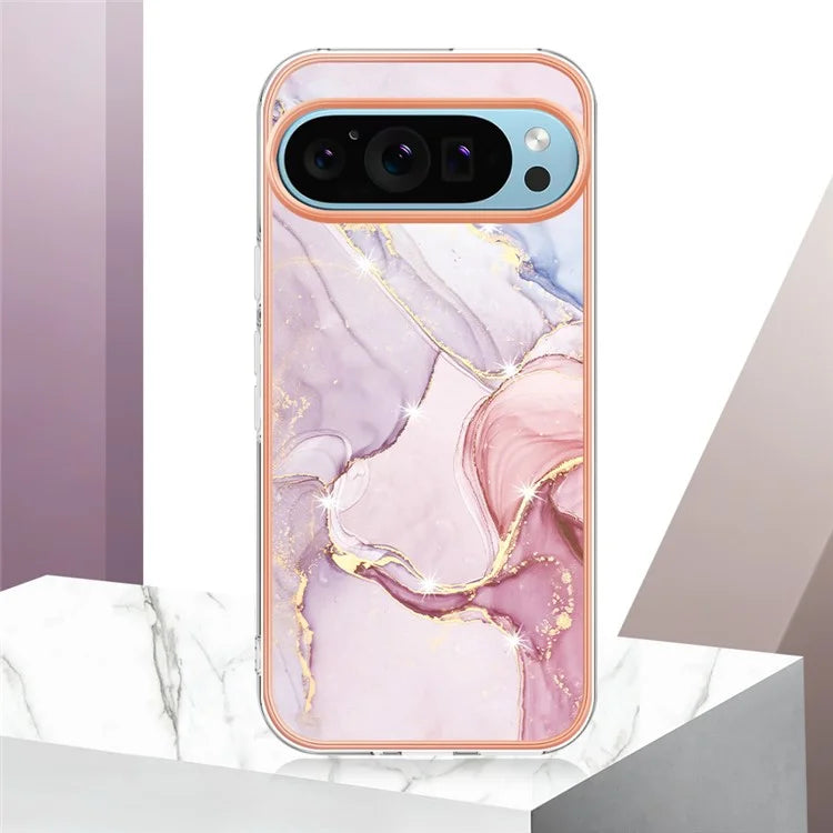 YB IMD Series-2 For Google Pixel 9 Pro XL TPU Case Marble Pattern Smart Phone Shell