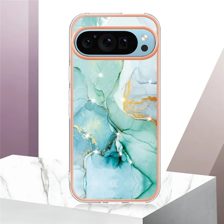 YB IMD Series-2 For Google Pixel 9 Pro XL TPU Case Marble Pattern Smart Phone Shell